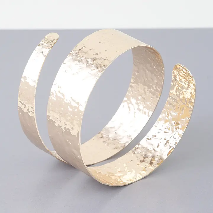 Hammered Wrap Around Metal Cuff Gold