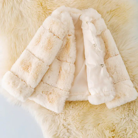 Girls' Cream Faux Fur Cozy Jacket