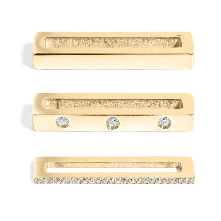 18k Gold Stainless Steel Engravable 3 Piece Smart Watch Charm Set