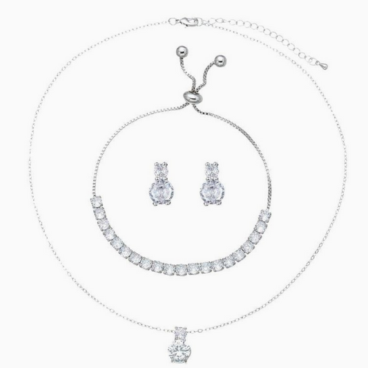 Bridal 3pc Necklace Bracelet Earrings Set