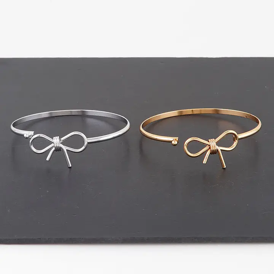 Thin Bow Bangle Bracelet