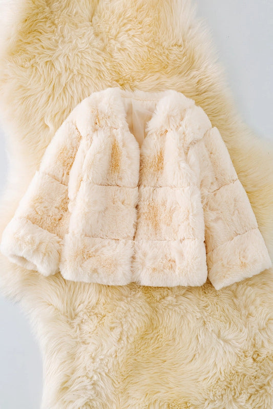 Girls' Cream Faux Fur Cozy Jacket