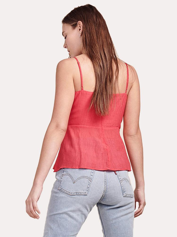 Deep V Ruffle Tank Coral