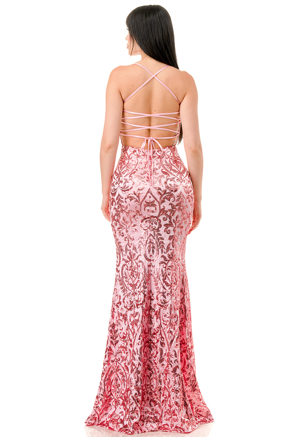 Thigh - High Slit Sequin Embellished Maxi Dress