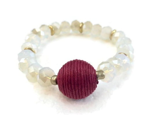 Crystal Bracelet with Red Wrapped Ball