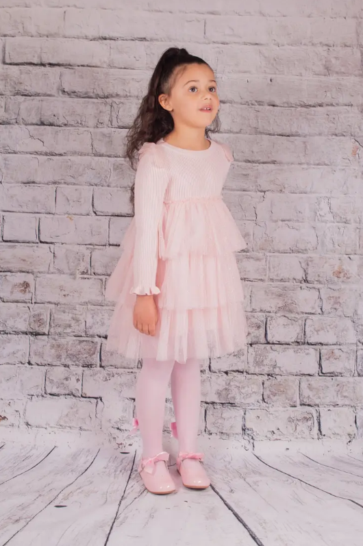Girls' Long Sleeve Layered Tulle Dress