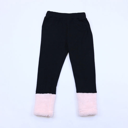 Girls' Pink Fur Cuff Leggings