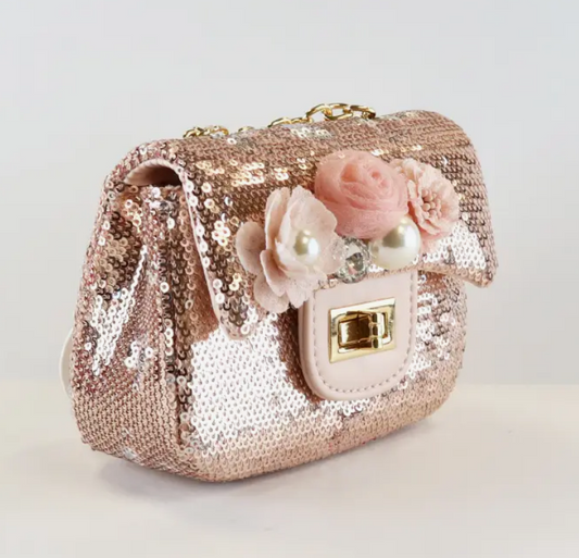 Girls' Floral Sequin Bag