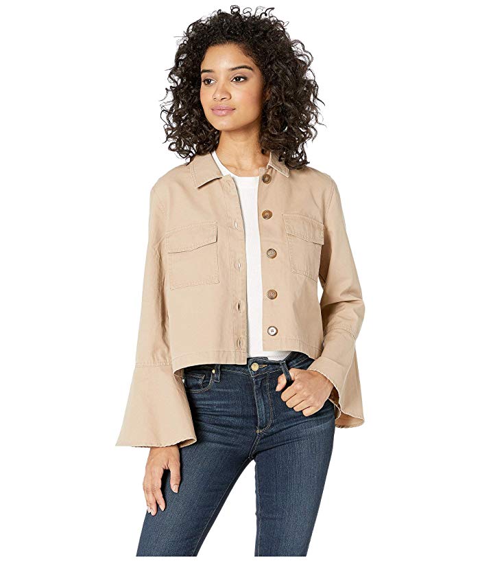 Cotton Canvas Bell Sleeve Jacket - Tan